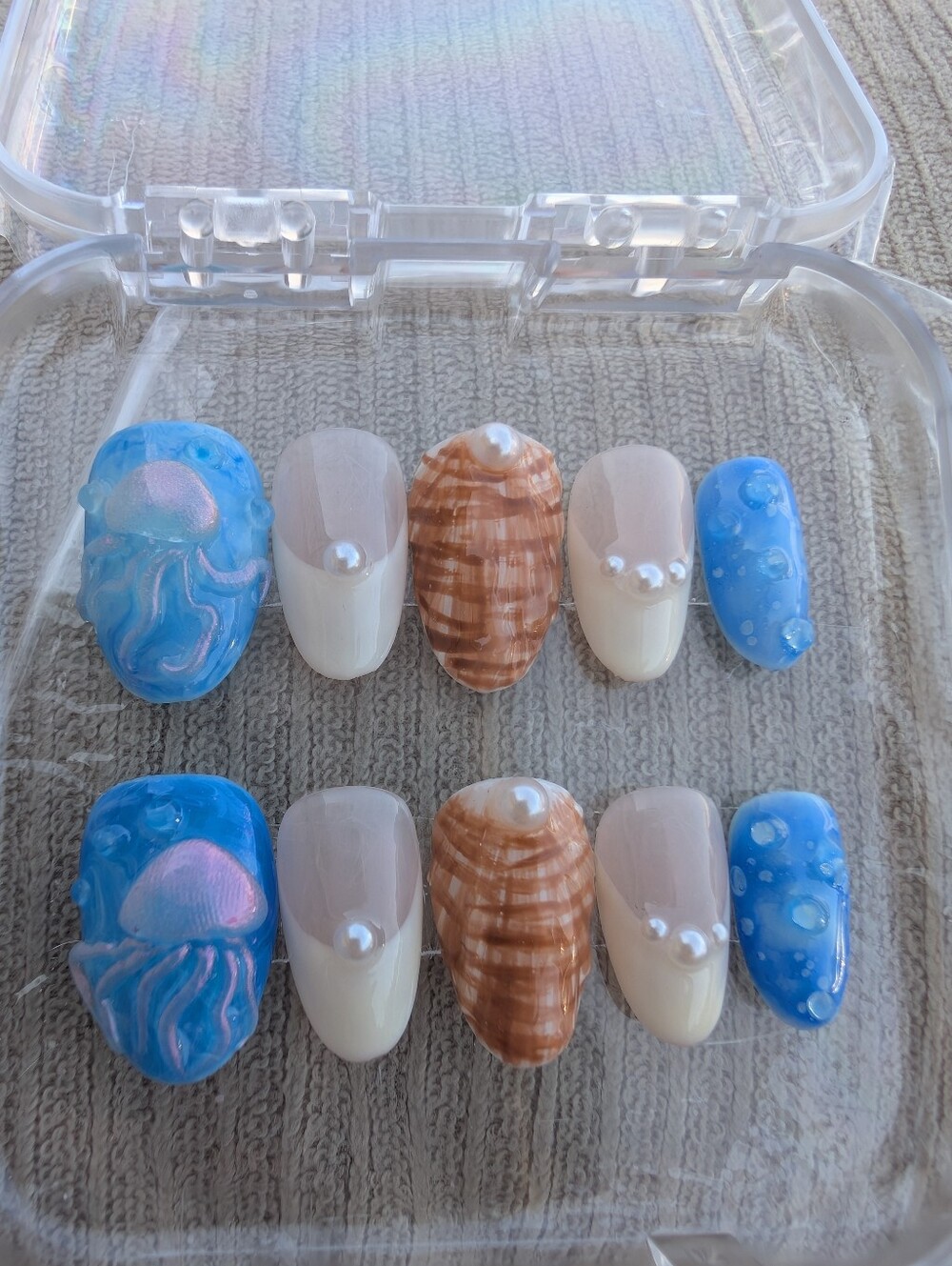 Beachy 3d Jellyfish Summer Seashells Women's Press-On Nails